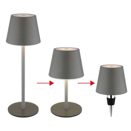 Globo - LED himmennettävä kosketusohjattu ladattava ulkopöytälamppu 3-in-1 LED/3W/5V 3000/4000/5000K IP54 1800 mAh harmaa