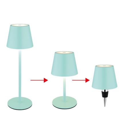 Globo - LED himmennettävä kosketusohjattu ladattava ulkokäyttöinen pöytävalaisin 3-in-1 LED/3W/5V 3000/4000/5000K IP54 1800 mAh mintunvihreä