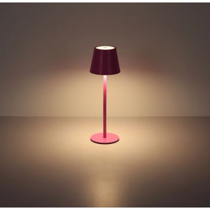 Globo - himmennettävä kosketustoiminen ladattava ulkokäyttöön sopiva pöytälamppu 3-in-1 LED/3W/5V 3000/4000/5000K IP54 1800 mAh vaaleanpunainen