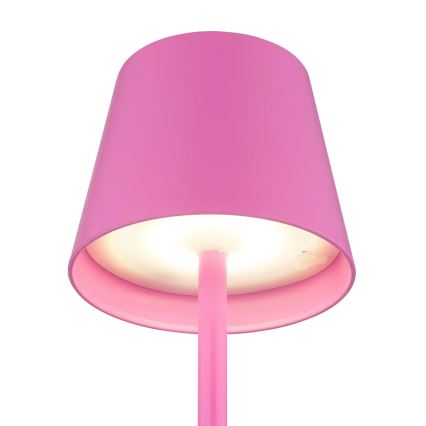 Globo - himmennettävä kosketustoiminen ladattava ulkokäyttöön sopiva pöytälamppu 3-in-1 LED/3W/5V 3000/4000/5000K IP54 1800 mAh vaaleanpunainen