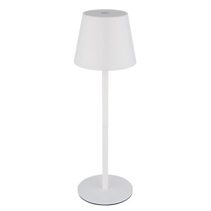 Globo - Himennettävä LED-kosketusohjattu ladattava ulkokäyttöön tarkoitettu pöytälamppu, 3-toiminen, LED/3W/5V, 3000/4000/5000K, IP54, 1800 mAh, valkoinen