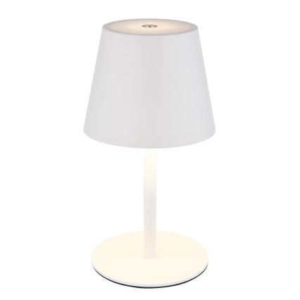 Globo - Himennettävä LED-kosketusohjattu ladattava ulkokäyttöön tarkoitettu pöytälamppu, 3-toiminen, LED/3W/5V, 3000/4000/5000K, IP54, 1800 mAh, valkoinen