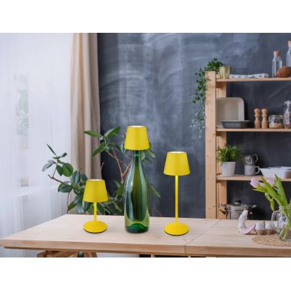 Globo - LED-himmennettävä kosketusohjattu ladattava ulkokäyttöinen pöytävalaisin 3-in-1 LED/3W/5V 3000/4000/5000K IP54 1800 mAh keltainen