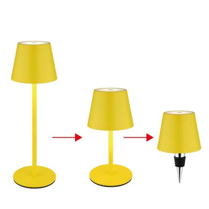Globo - LED-himmennettävä kosketusohjattu ladattava ulkokäyttöinen pöytävalaisin 3-in-1 LED/3W/5V 3000/4000/5000K IP54 1800 mAh keltainen