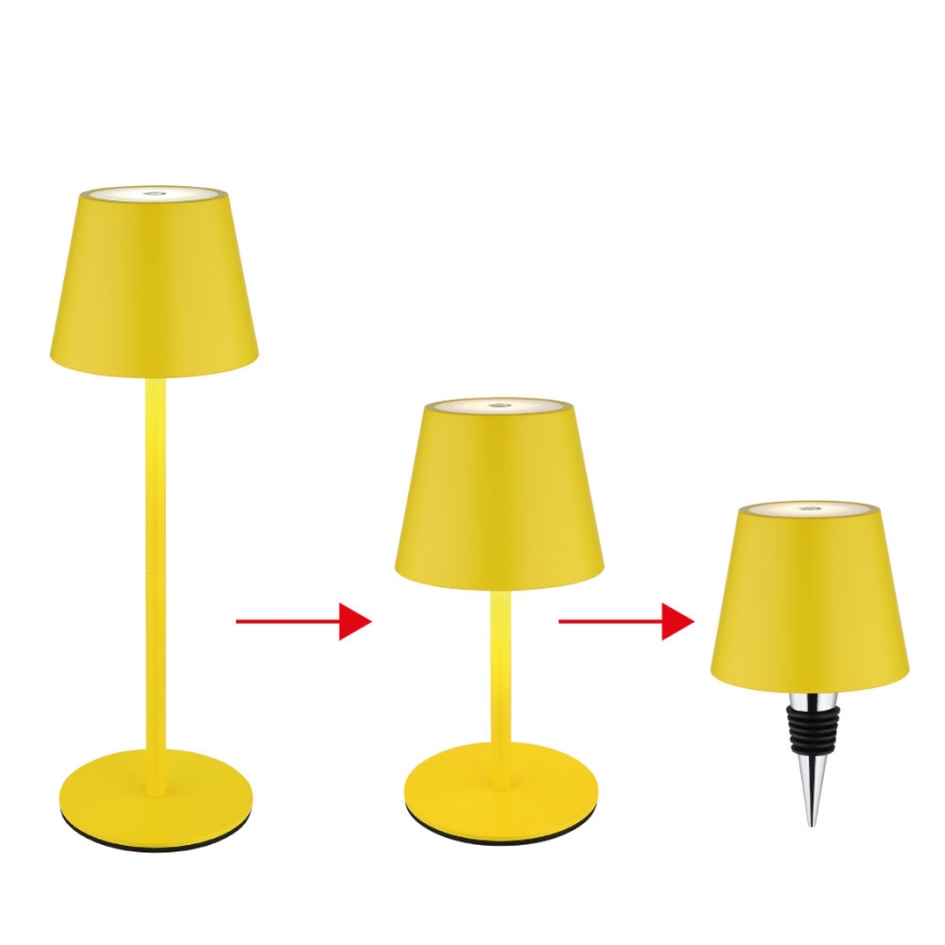 Globo - LED-himmennettävä kosketusohjattu ladattava ulkokäyttöinen pöytävalaisin 3-in-1 LED/3W/5V 3000/4000/5000K IP54 1800 mAh keltainen