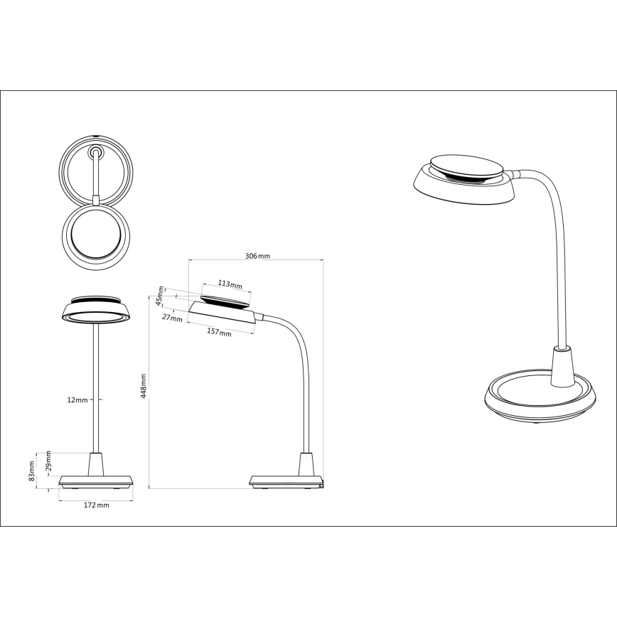 Globo - LED-himmennettävä kosketusohjattu pöytävalaisin LED/12W/230V 3000/4000/6500K musta