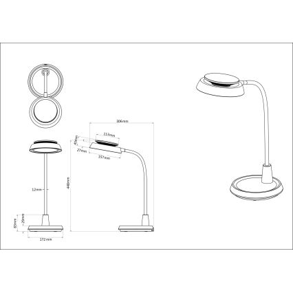 Globo - LED himmennettävä kosketusohjattu pöytälamppu LED/12W/230V 3000/4000/6500K valkoinen