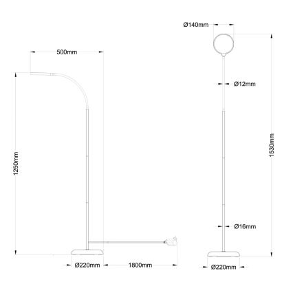 Globo - himmennettävä kosketusohjattu LED-lattiavalaisin LED/8W/230V 2700K/4000K/6500K musta