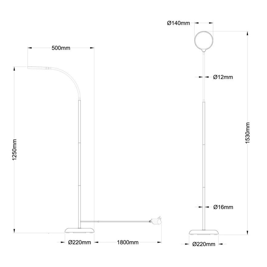 Globo - himmennettävä kosketusohjattu LED-lattiavalaisin LED/8W/230V 2700K/4000K/6500K musta