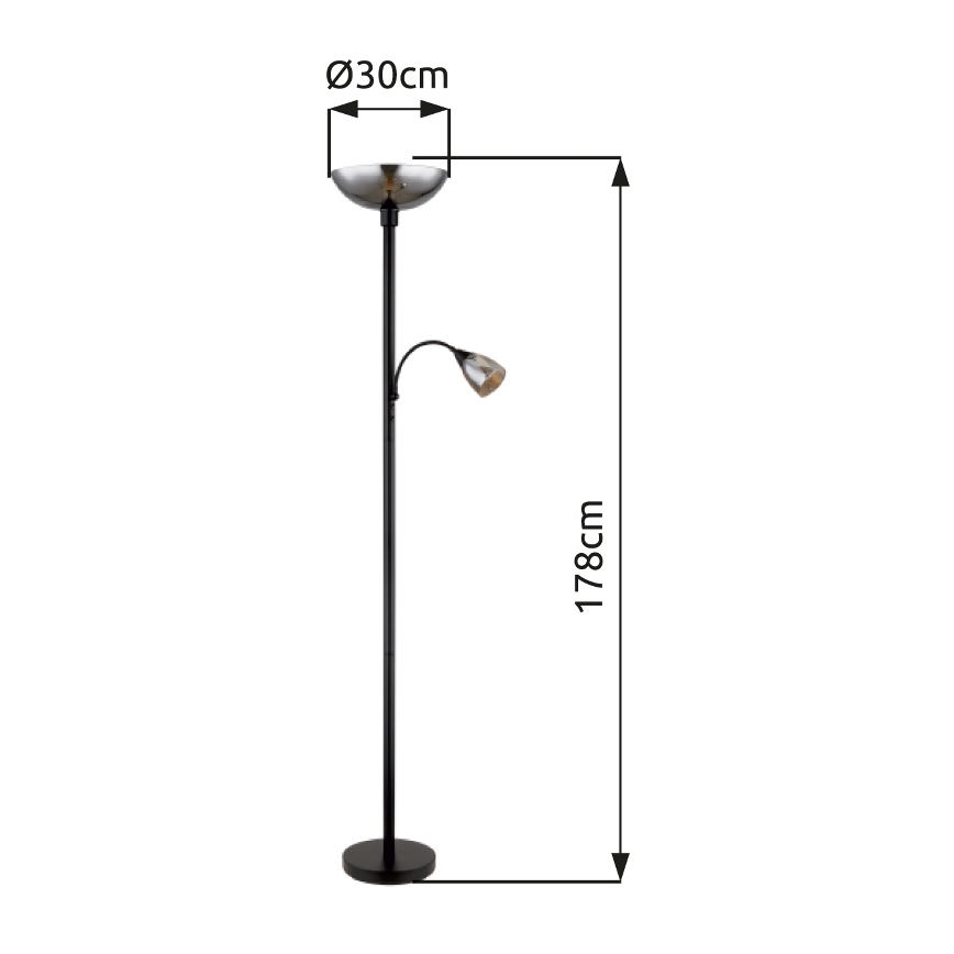 Globo - Lattialamppu 1xE27/60W/230V + 1xE14/40W