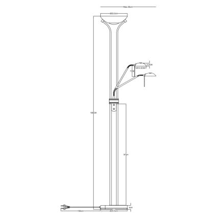 Globo - LED himmennettävä lattiavalaisin LED/20W/230V + LED/5,5W 3000K musta/kulta