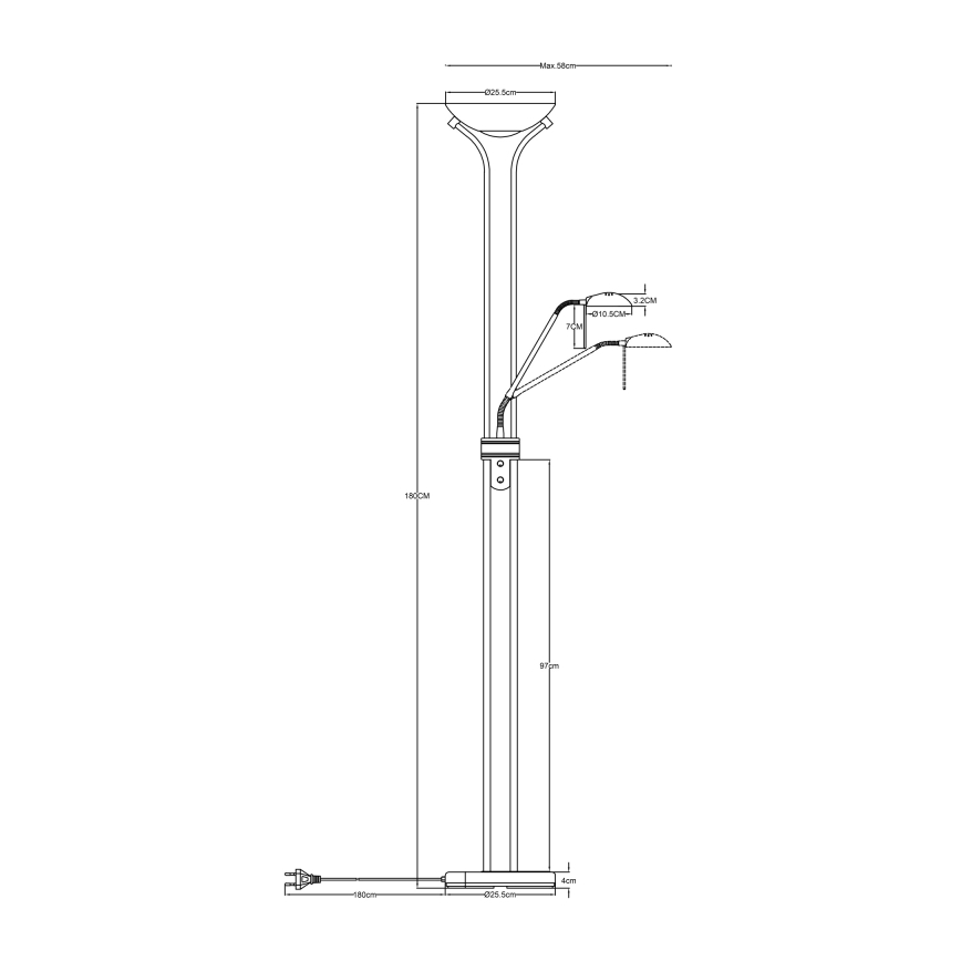 Globo - LED himmennettävä lattiavalaisin LED/20W/230V + LED/5,5W 3000K musta/kulta