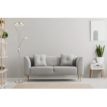 Globo - Himmennettävä LED-lattiavalaisin LED/20W/230V + LED/4W 3000K mattakromi