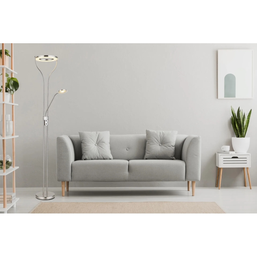 Globo - Himmennettävä LED-lattiavalaisin LED/20W/230V + LED/4W 3000K mattakromi
