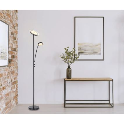 Globo - LED-himennettävä lattiavalaisin LED/18,5W/230V + LED/4,5W 3000K musta