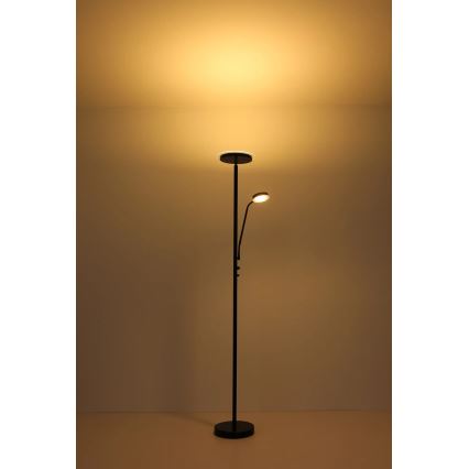 Globo - LED-himennettävä lattiavalaisin LED/18,5W/230V + LED/4,5W 3000K musta