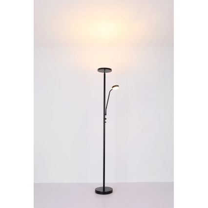 Globo - LED-himennettävä lattiavalaisin LED/18,5W/230V + LED/4,5W 3000K musta