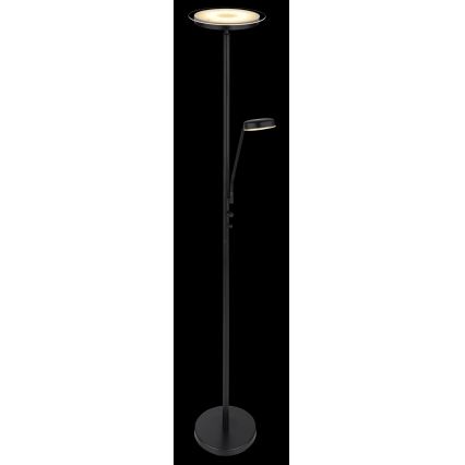 Globo - LED-himennettävä lattiavalaisin LED/18,5W/230V + LED/4,5W 3000K musta