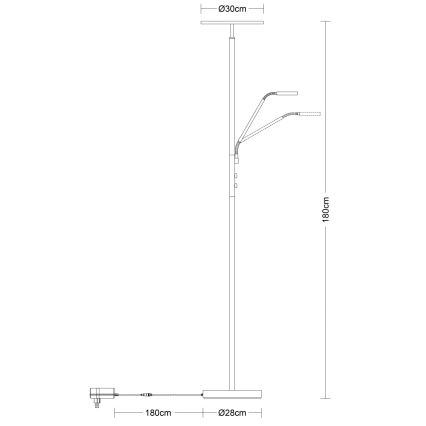 Globo - himmennettävä LED-lattiavalaisin LED/28W/230V + LED/5W 3000K musta