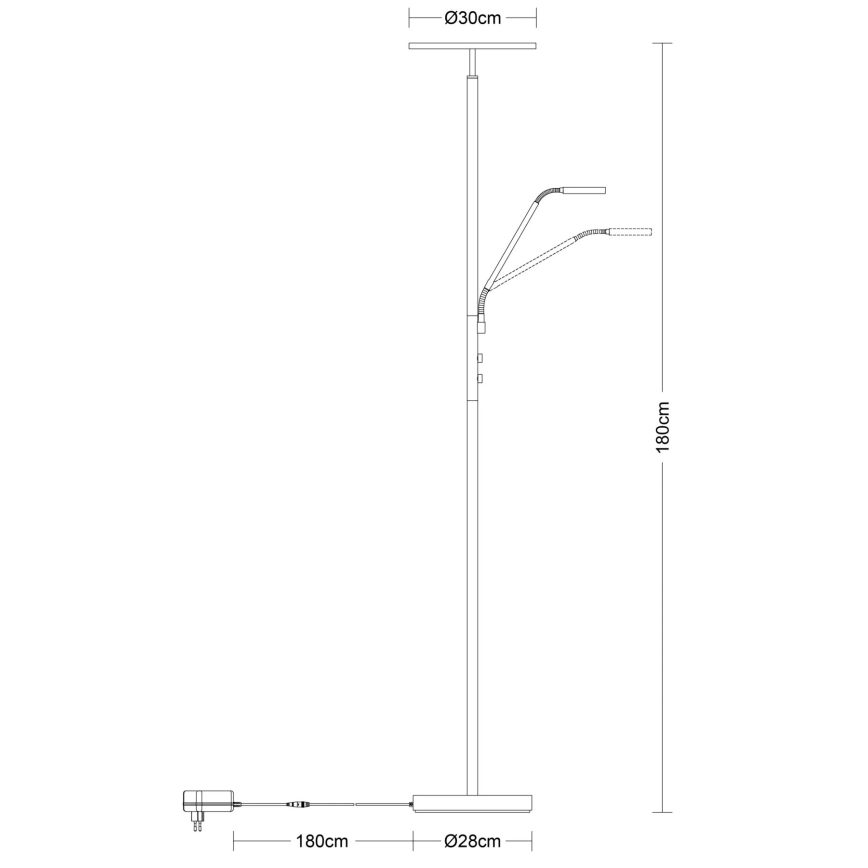 Globo - himmennettävä LED-lattiavalaisin LED/28W/230V + LED/5W 3000K musta