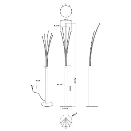 Globo - Himennettävä kosketusohjattu lattiavalaisin LED/36W/230V musta