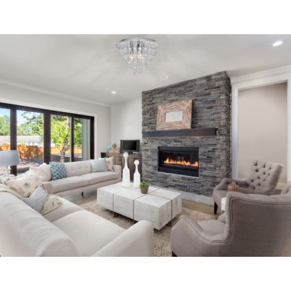 Globo - Kattovalo 3xE14/40W/230V halkaisija 38 cm kiiltävä kromi