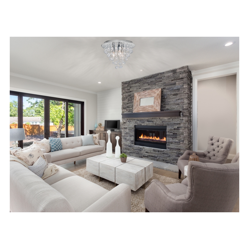 Globo - Kattovalo 3xE14/40W/230V halkaisija 38 cm kiiltävä kromi