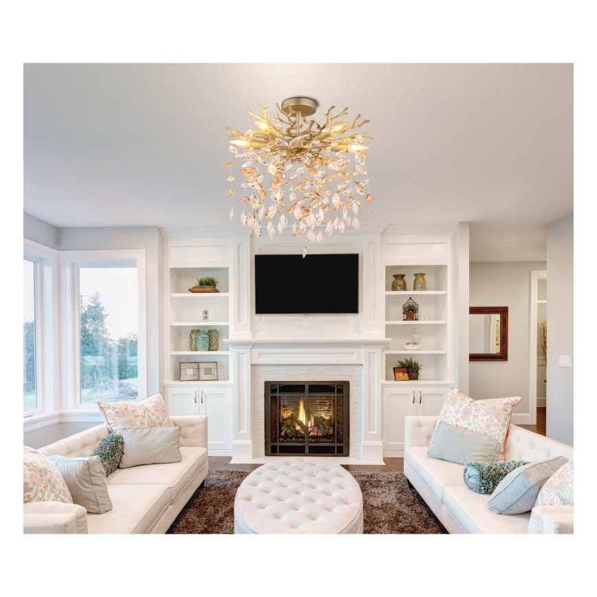 Globo - Kattokruunu varrella 6xE14/40W/230V kultainen