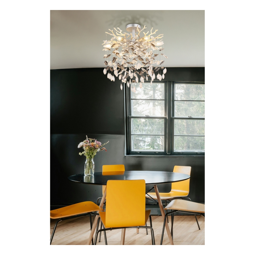 Globo - Kattokruunu varrella 6xE14/40W/230V hopea