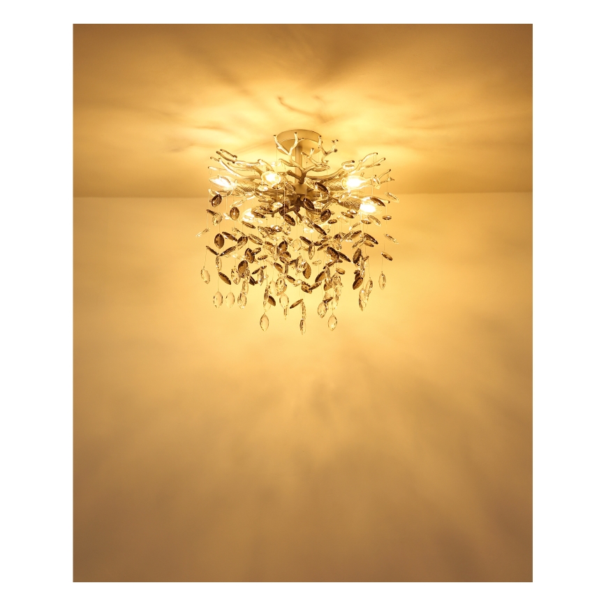 Globo - Kattokruunu varrella 6xE14/40W/230V hopea