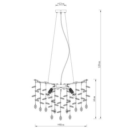 Globo - Riippuvalaisin vaijerilla 8xE14/40W/230V, kullanvärinen
