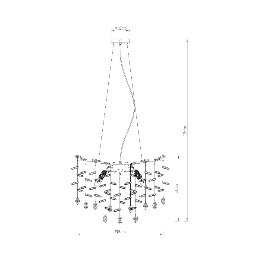 Globo - tyylikäs riippuvalaisin vaijerilla, 8xE14/40W/230V, hopea