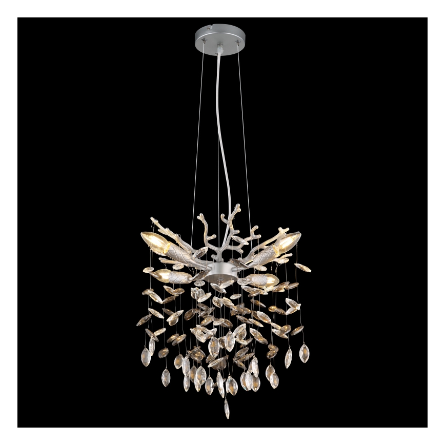 Globo - Riippuvalaisin kaapelilla 4xE14/40W/230V, hopeanvärinen