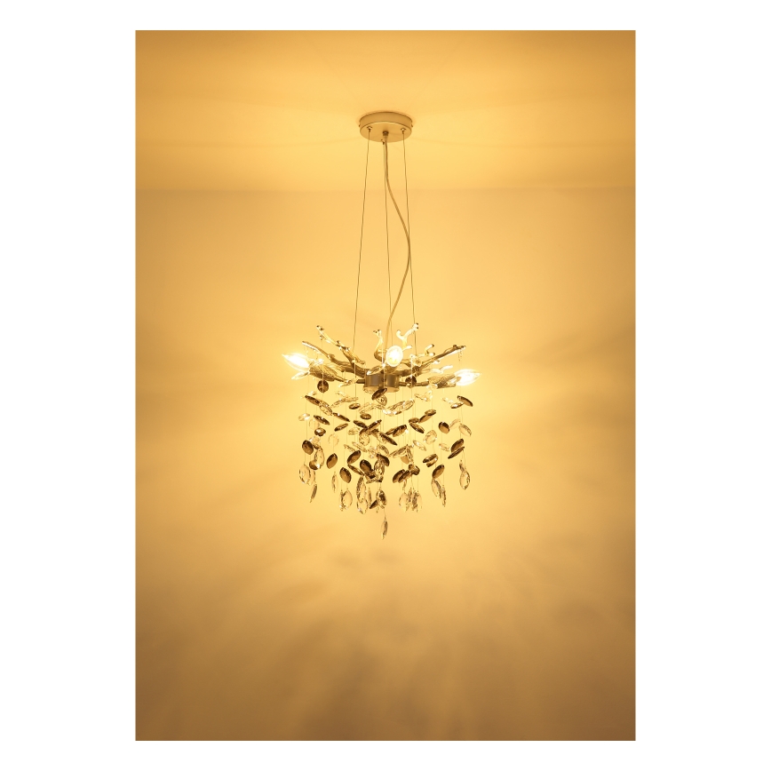 Globo - Riippuvalaisin kaapelilla 4xE14/40W/230V, hopeanvärinen