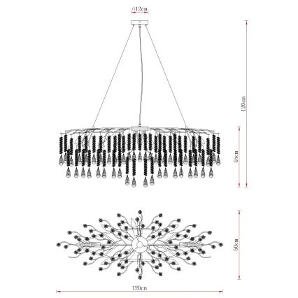 Globo - Kaapelilla ripustettava kattokruunu 12xE14/40W/230V