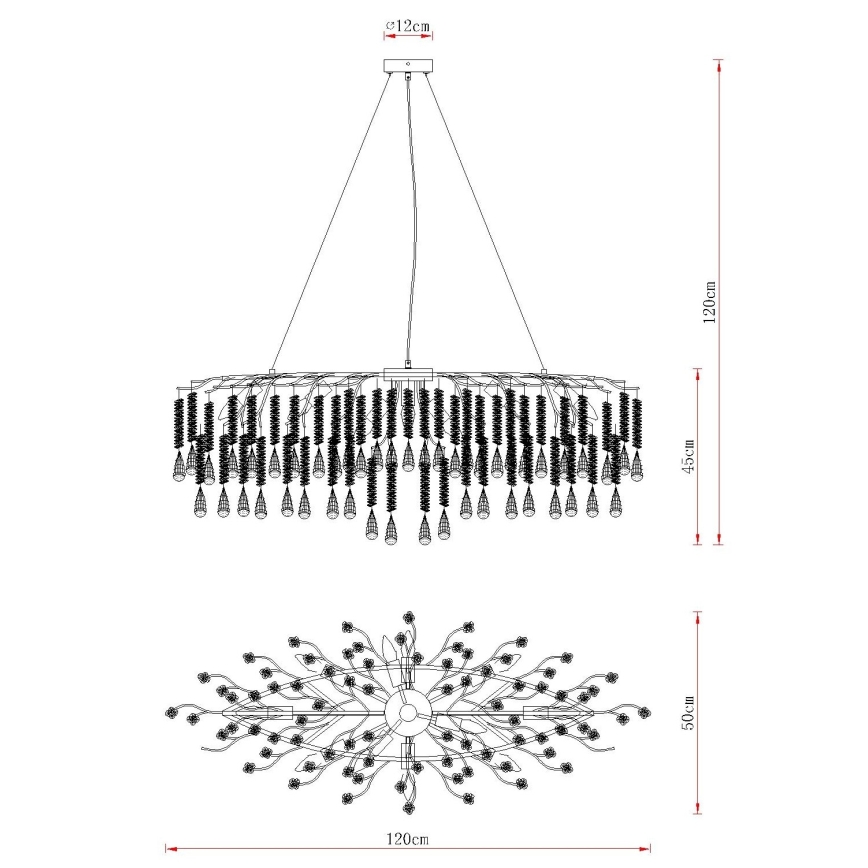 Globo - Kaapelilla ripustettava kattokruunu 12xE14/40W/230V