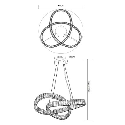 Globo - LED himmennettävä kattokruunu johdolla LED/110W/230V 2700-6000K halkaisija 78 cm + kaukosäädin
