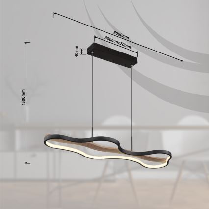 Globo - Himmennettävä LED-kattokruunu johdossa LED/30W/230V 2700-6000K + kauko-ohjaus