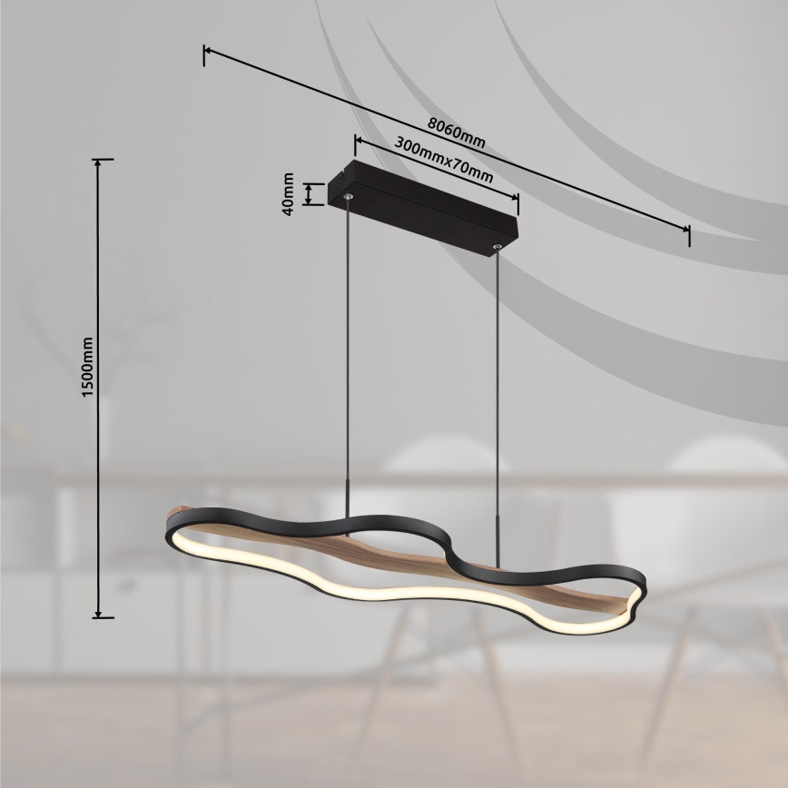 Globo - Himmennettävä LED-kattokruunu johdossa LED/30W/230V 2700-6000K + kauko-ohjaus