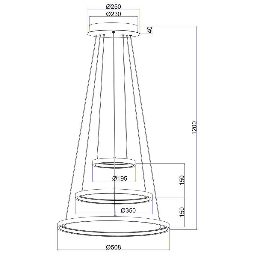 Globo - Himmennettävä LED-kattokruunu johdossa 3xLED/19W/230V