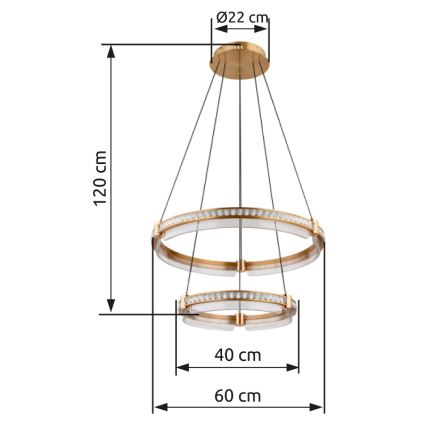 Globo - LED himmennettävä kristallikruunu johdolla LED/78W/230V 2700K-6000K + kaukosäädin