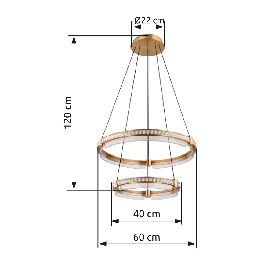 Globo - LED himmennettävä kristallikruunu johdolla LED/78W/230V 2700K-6000K + kaukosäädin