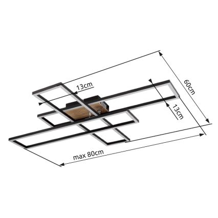 Globo - LED-kattovalaisin LED/40W/230V 3000K 60x80 cm musta