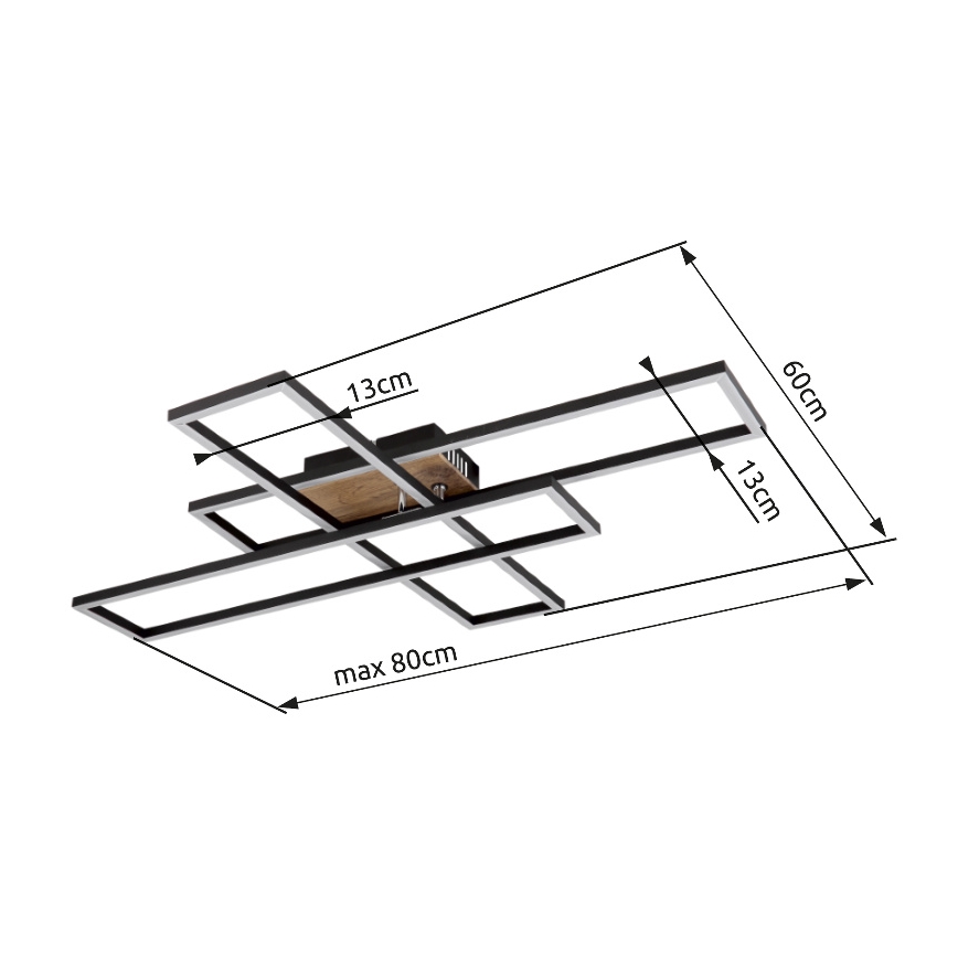 Globo - LED-kattovalaisin LED/40W/230V 3000K 60x80 cm musta