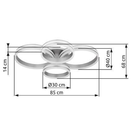 Globo - LED himmennettävä kattovalaisin LED/90W/230V 2700-6000K 68x85 cm + kaukosäädin