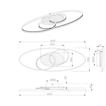 Globo - LED-kattovalaisin LED/40W/230V 3000K 85x30 cm