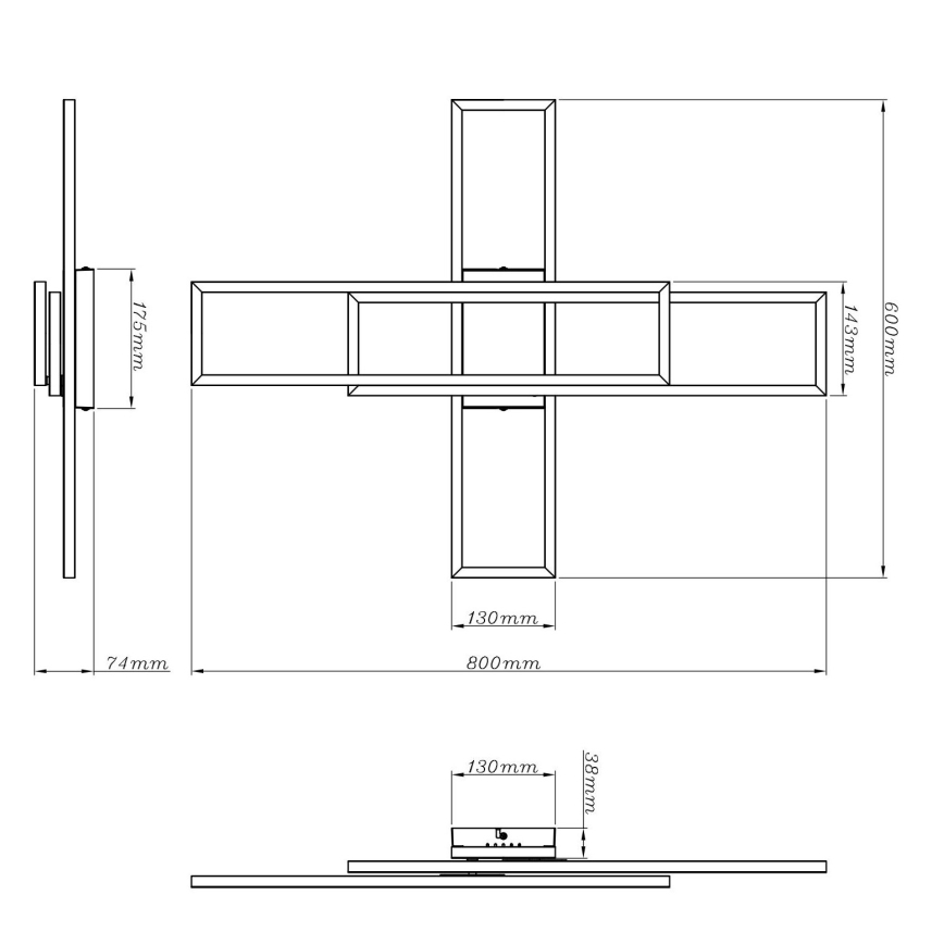 Globo - LED-kattovalaisin LED/55W/230V 3000K 80x60 cm