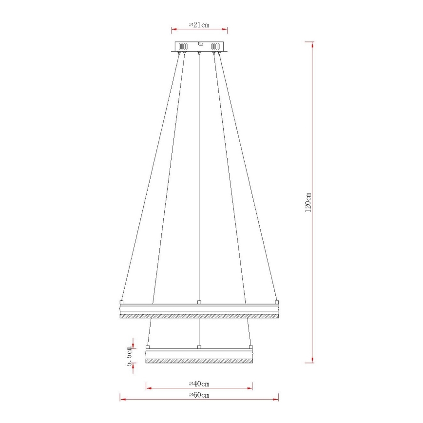 Globo - Himmennettävä LED-riippuvalaisin vaijerilla LED/60W/230V 2700-6000K + kaukosäädin
