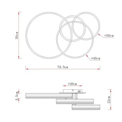 Globo - Himennettävä LED-kattovalaisin LED/72W/230V 2700-6000K hopea + kaukosäädin