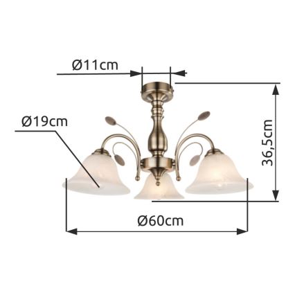 Globo - Kattovalo 3xE27/60W/230V